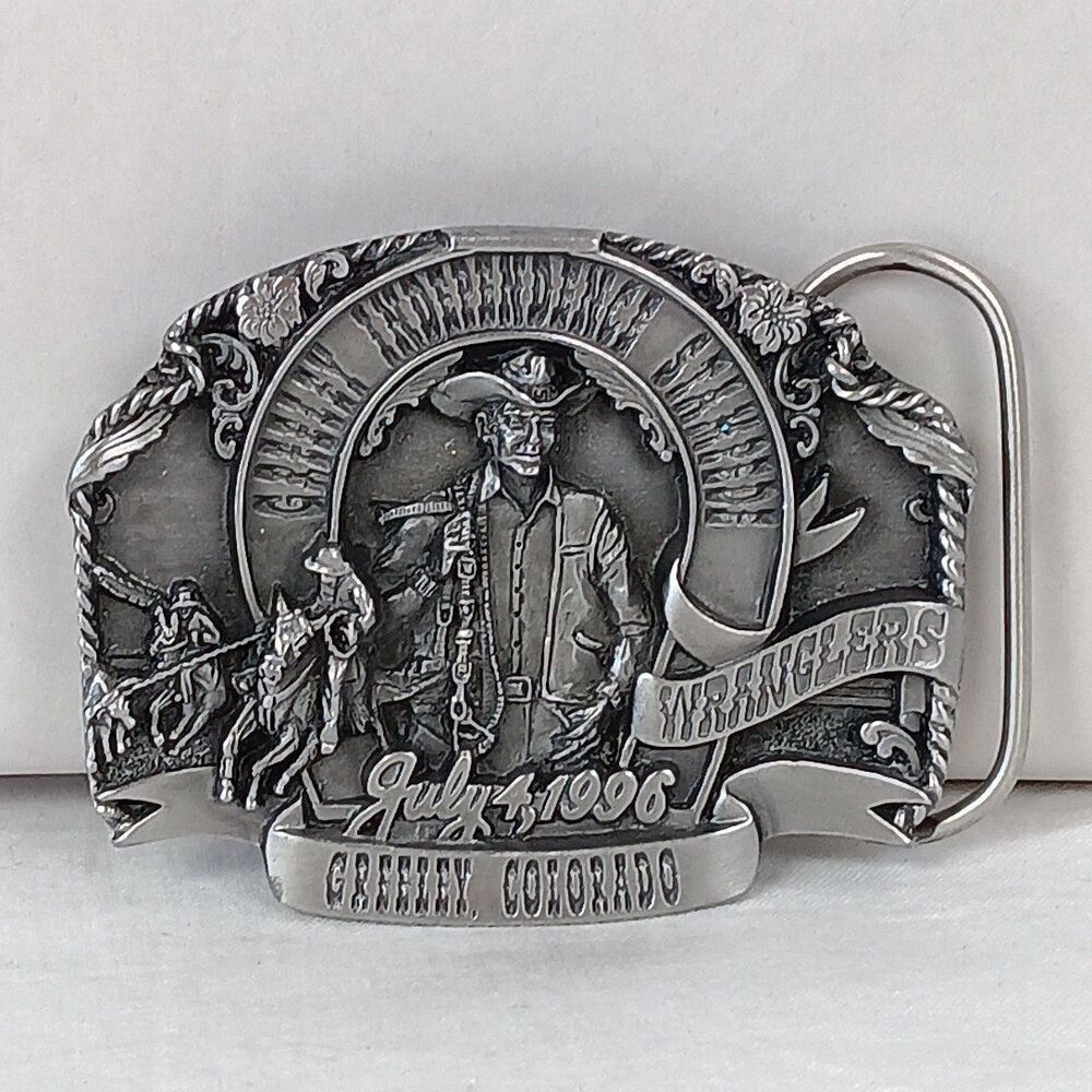Vintage 1996 Metal Belt Buckle Greeley Independence Stampede Colorado 98/250